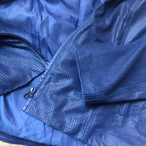 My Tribe Blue Perforated Genuine leather jacket - Picture 7 of 8